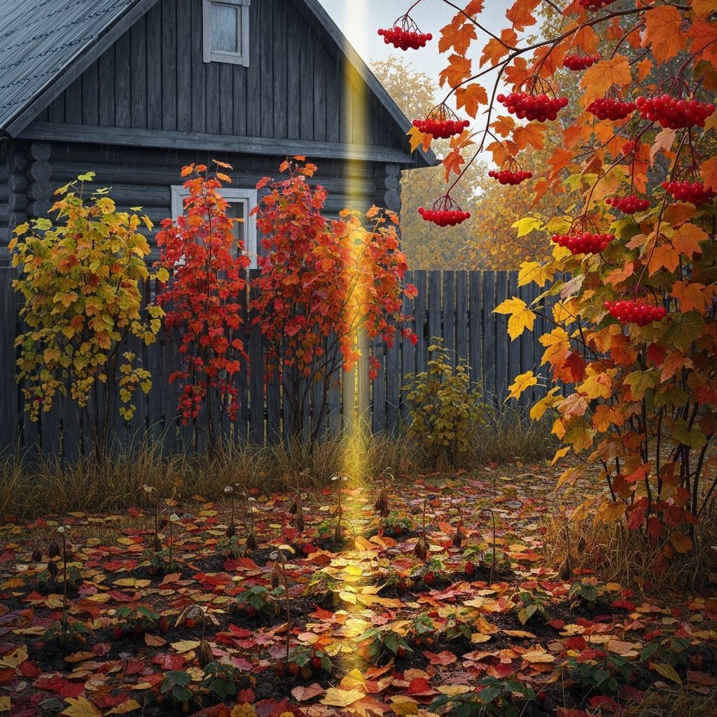 Autumn Cottage Garden in Hyperrealistic Style