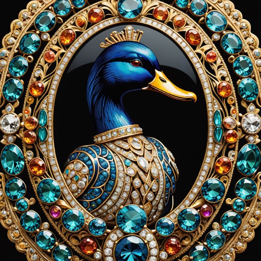 Art Deco Duck Brooch in Opulent Luxury Style