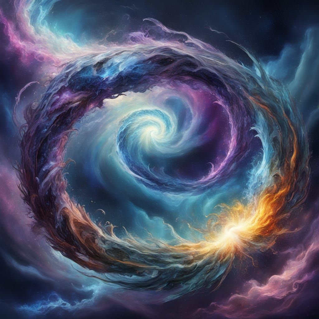 Surreal Ouroboros in Thunderstorm Splash Art