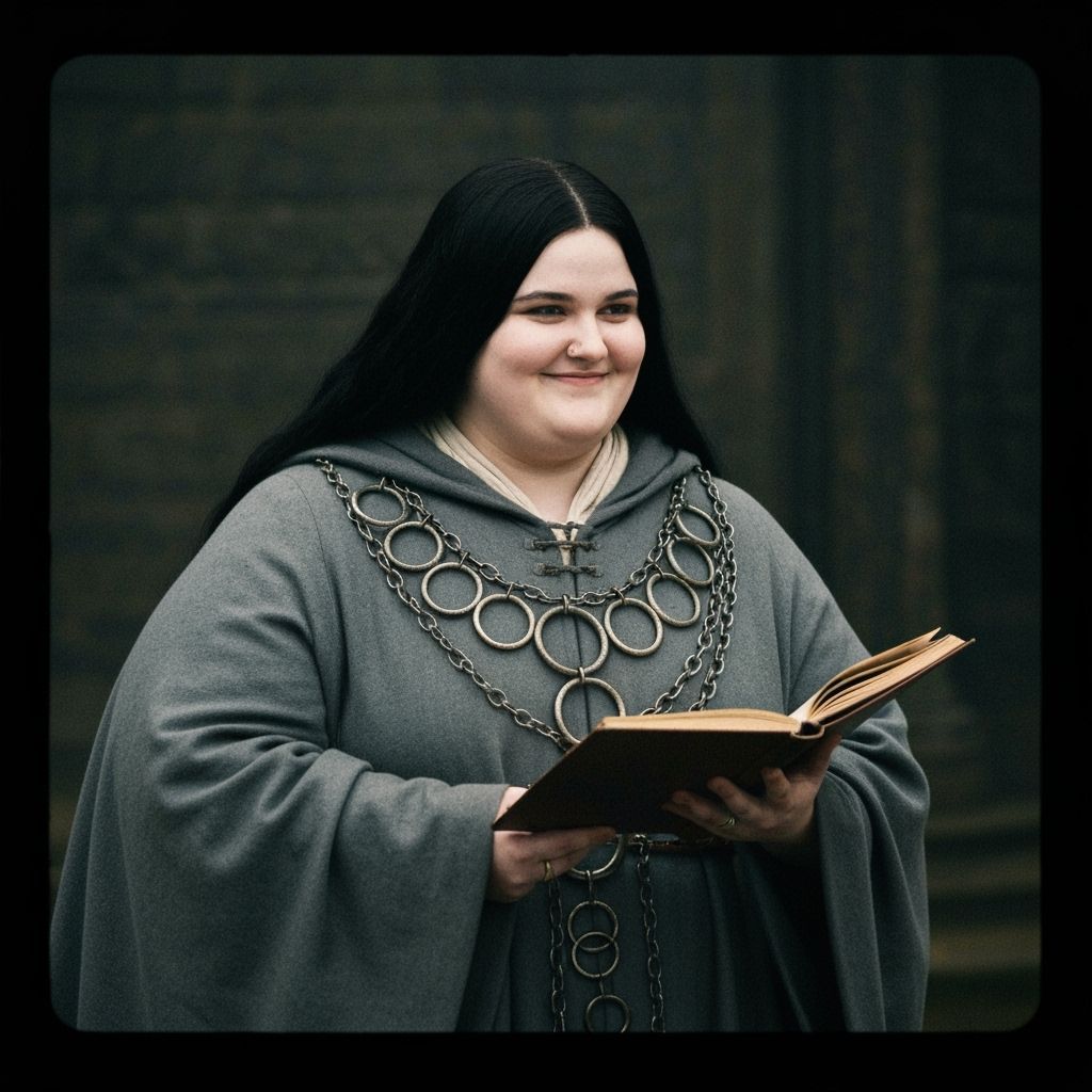 Medieval Woman with Book in Cinematic Style