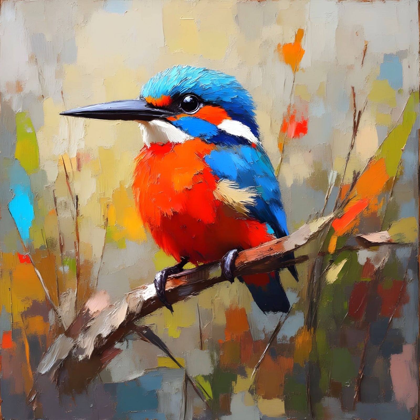 Kingfisher with Impasto Texturing
