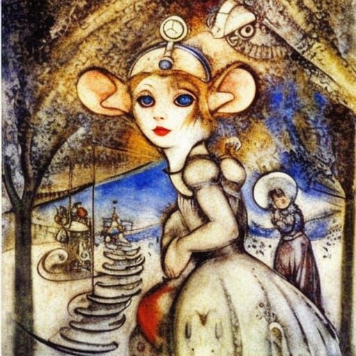 Steampunk Mouse Winter Fantasy: Sci-Fi Fairycore