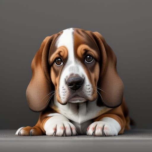 Basset Hound Portrait in Oil Painting Style