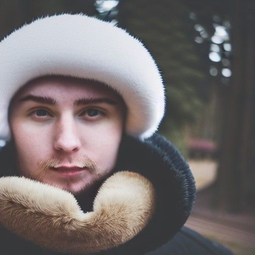 Person Wearing a White Ushanka Hat