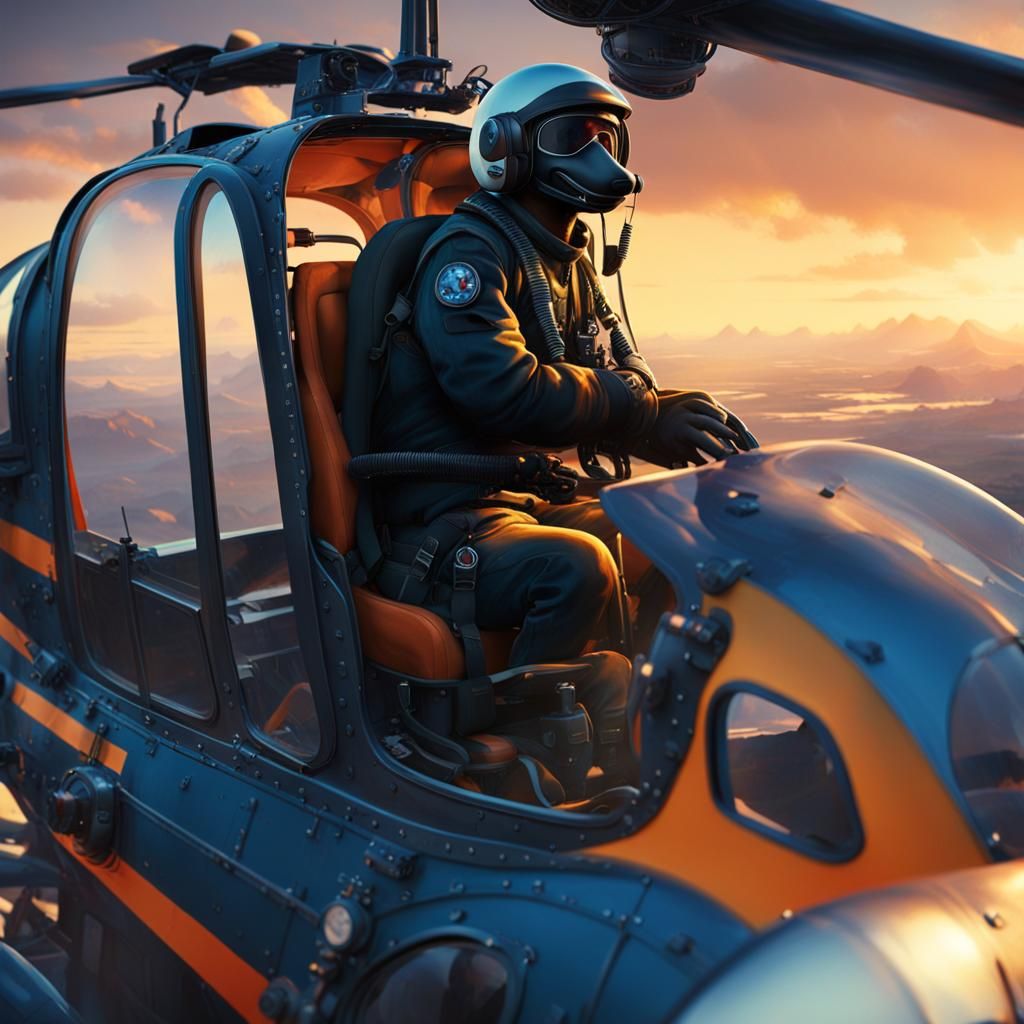 Skunk Pilot in Helicopter: Fantasy Concept Art