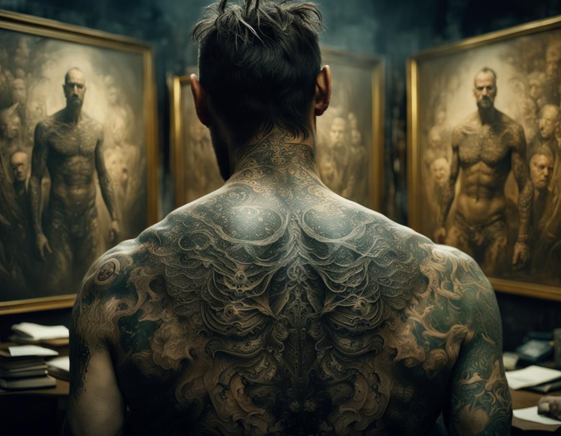 Detailed Tattoo Art Portrait in Hyperrealism Style