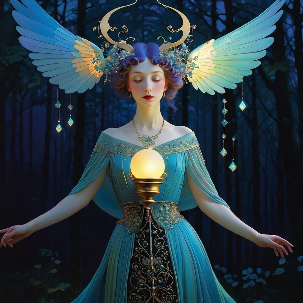 Dreamlike Evening Scene in Whimsical Realism Style