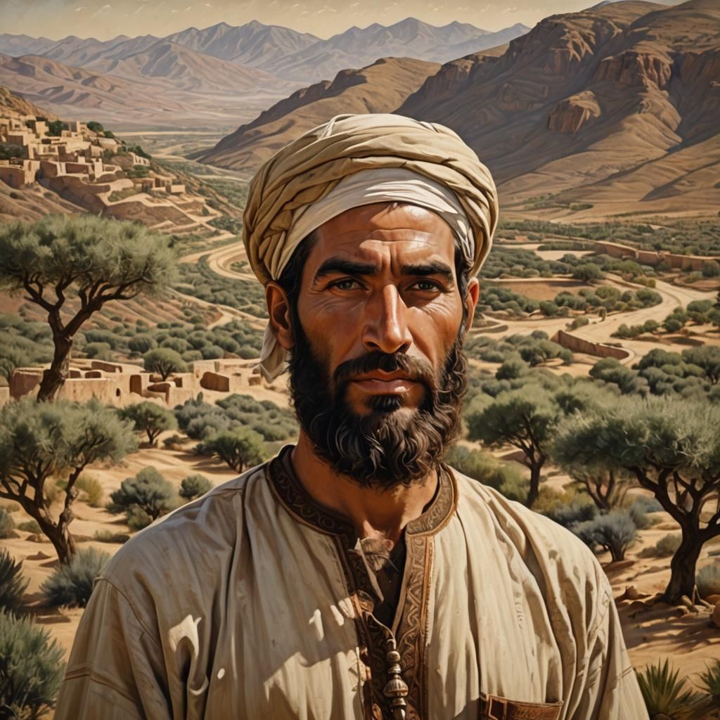 Ancient Hebrew Man Portrait in Traditional Style