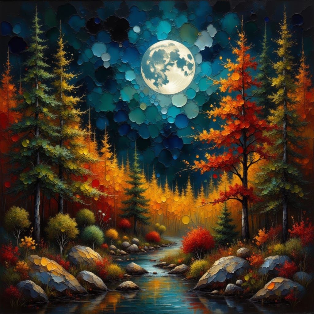 Vibrant Michigan Forest in Impressionist Style