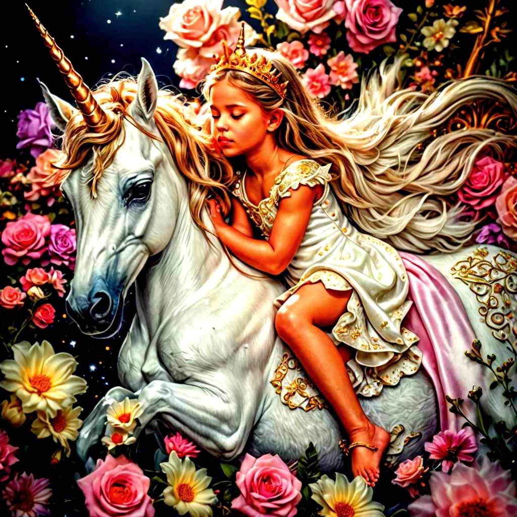 Baby Princess and Unicorn in a Candy Art Style