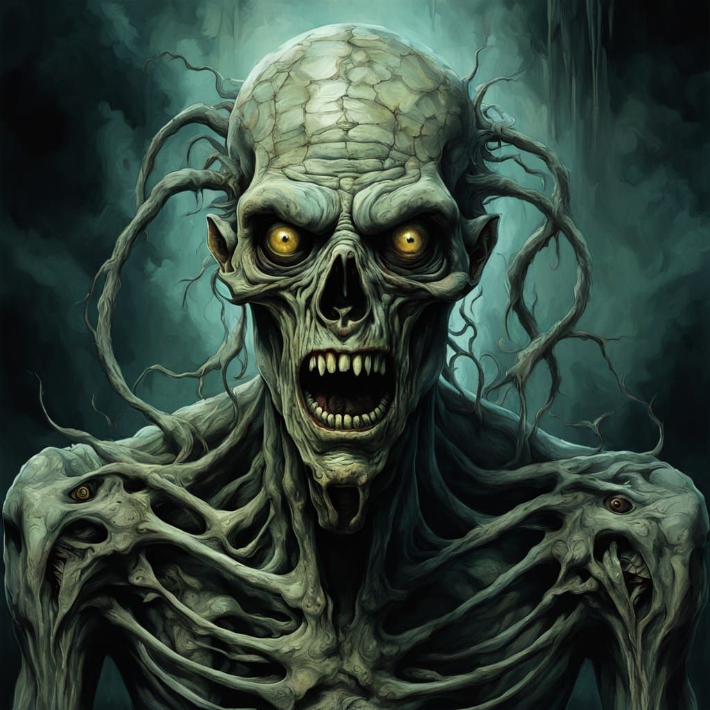 Grotesque Zombie Emerges from Surrealist Dreamscape