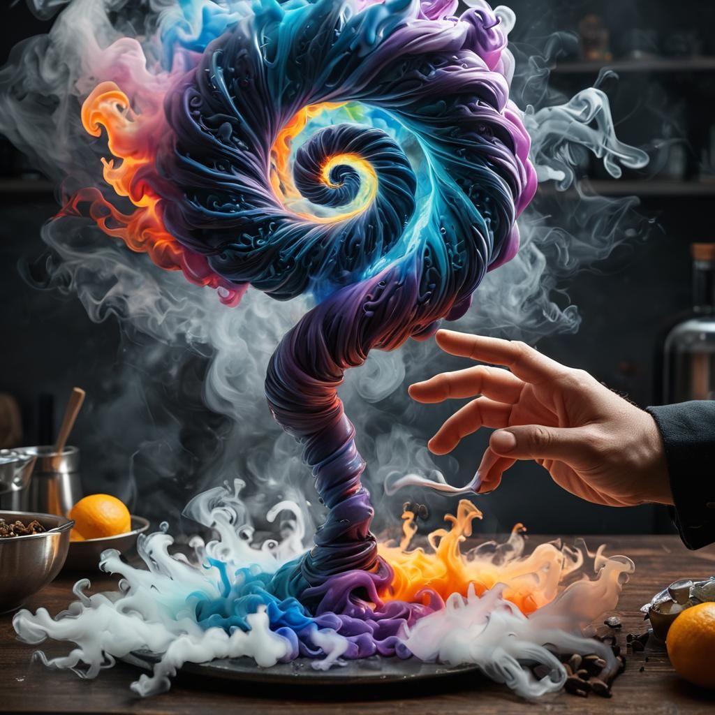 Liquid Smoke Double Helix Tornado in Macro