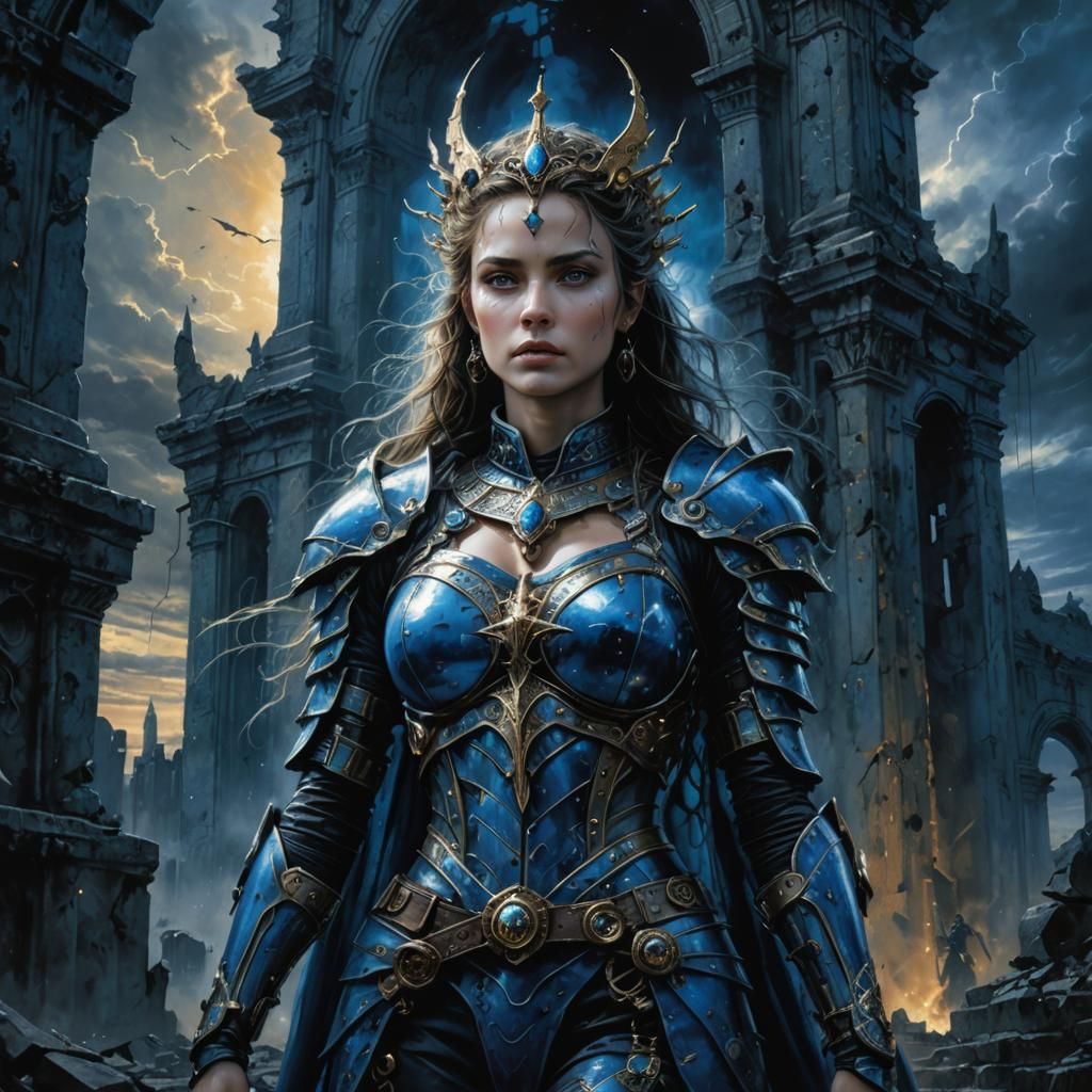 Queen of Blue in Sci-Fi Twilight Ruins