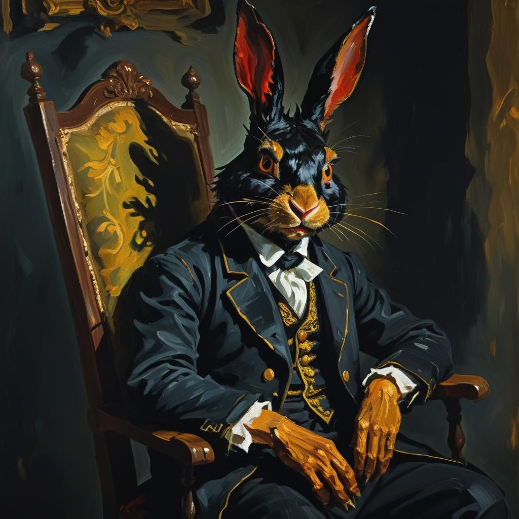 Ominous Rabbit Portrait in Expressionist Style