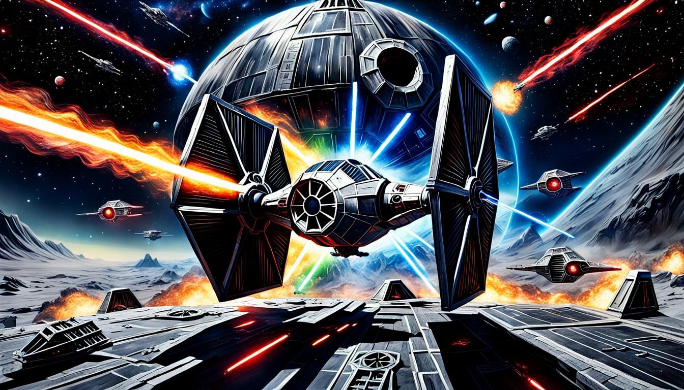 Star Wars TIE Fighter Battle in Space