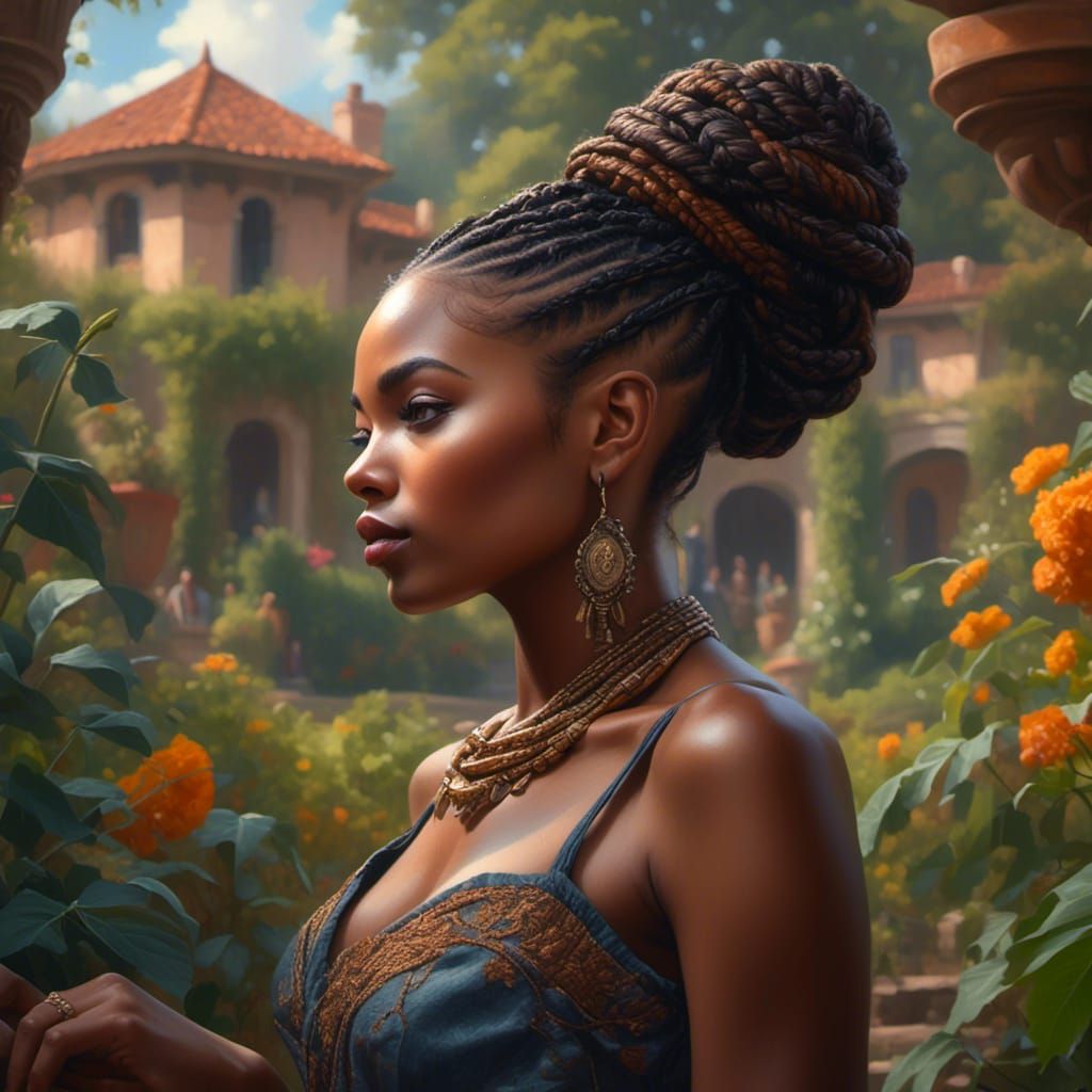 Gorgeous African Woman in a Fantastical Garden