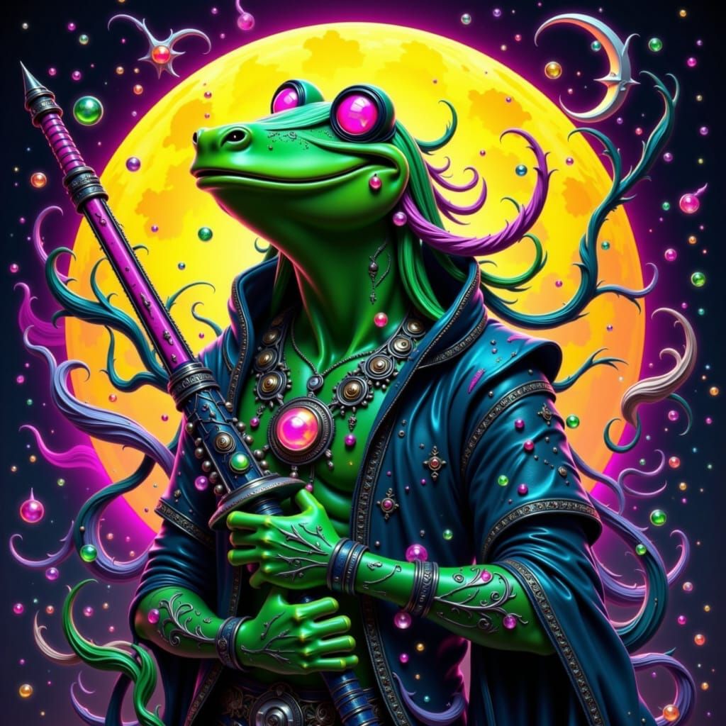 Kermit the Frog Art Nouveau Maximalism Illustration
