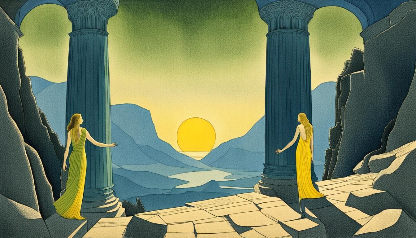 Orpheus and Eurydice in Thracian Landscape, Art Nouveau