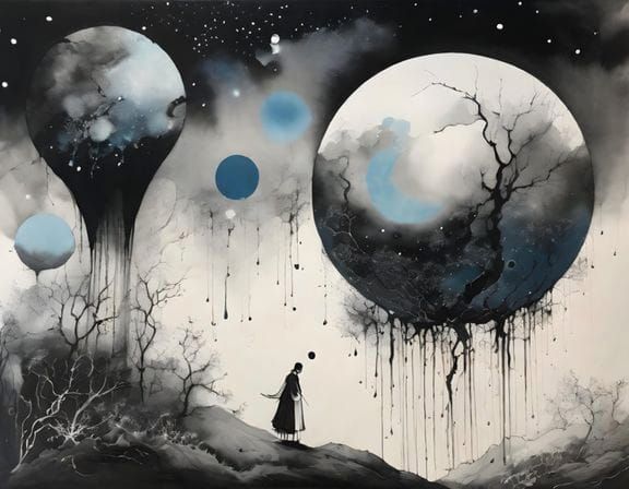 Sumi-e Painting in Black Ink