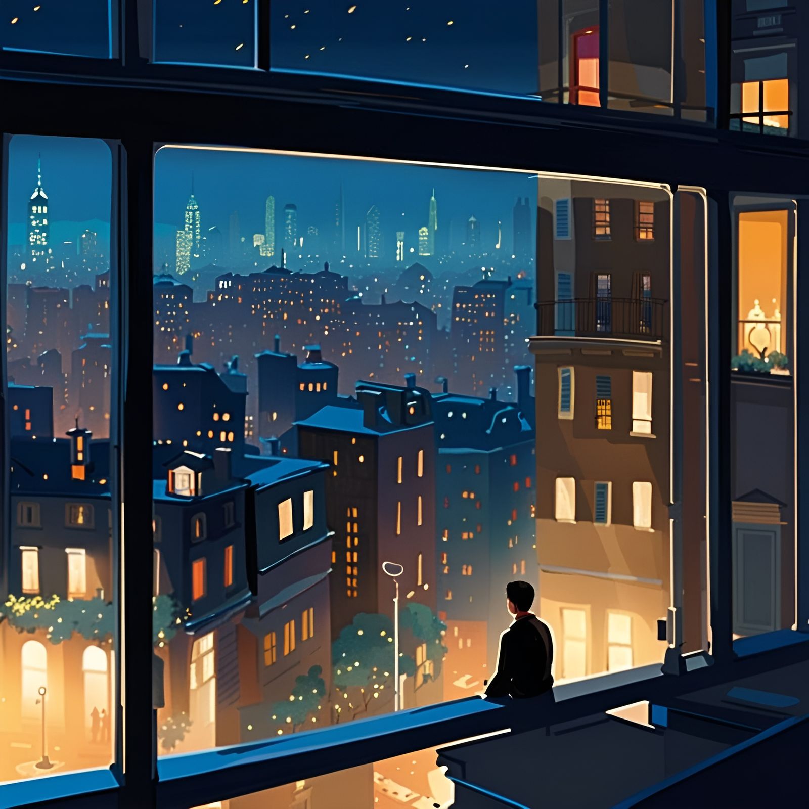 Nighttime Through the Window