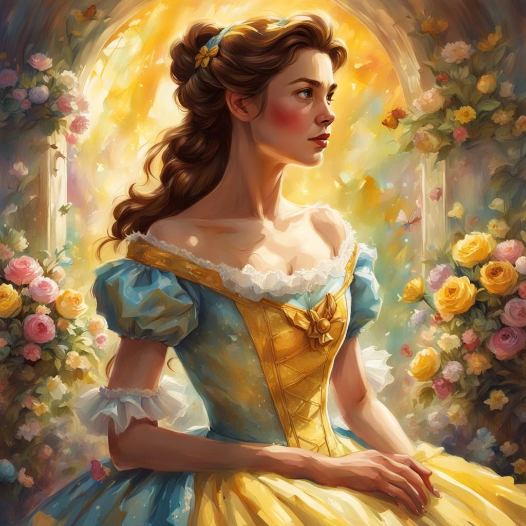 Belle in pastel dress