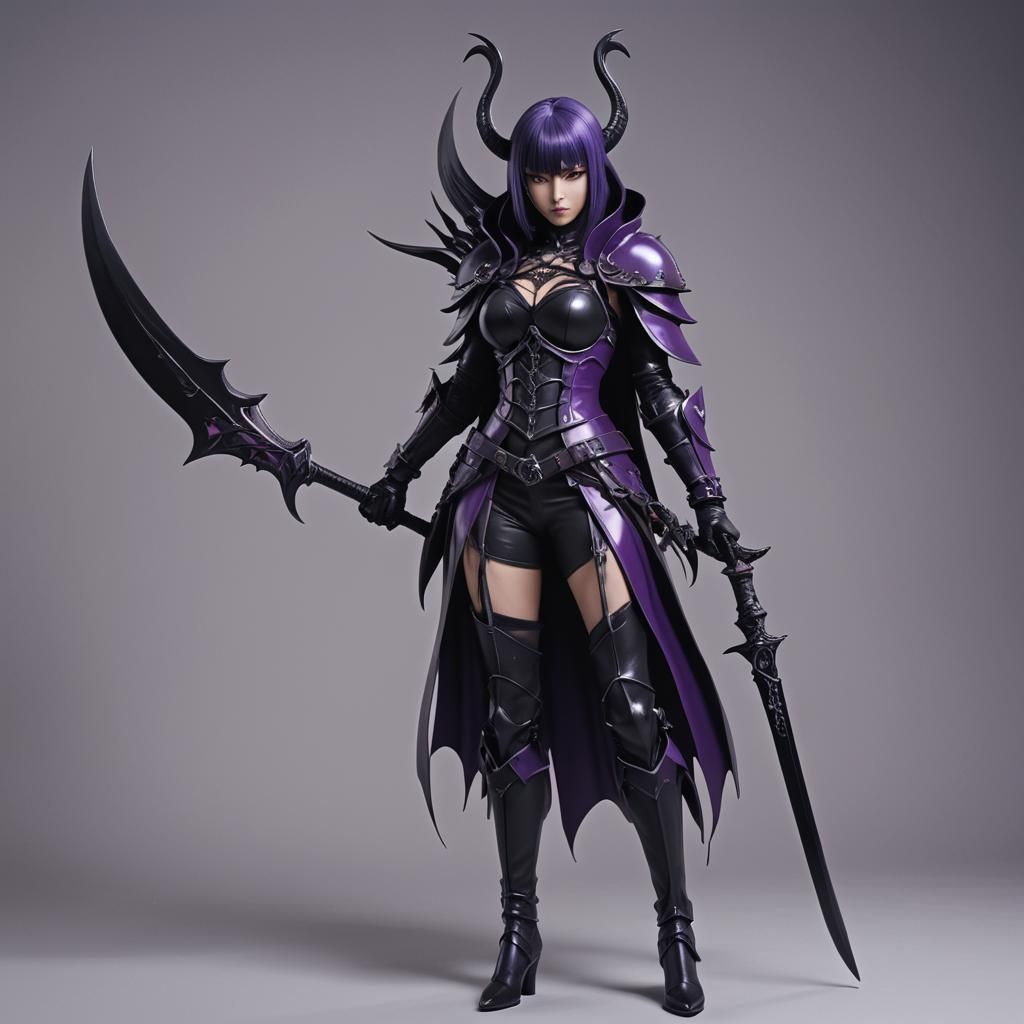 Anime Vampire Grim Reaper with Obsidian Scythe