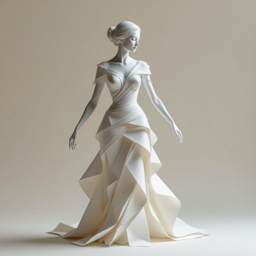 Ethereal Paper Figure in Surreal Light