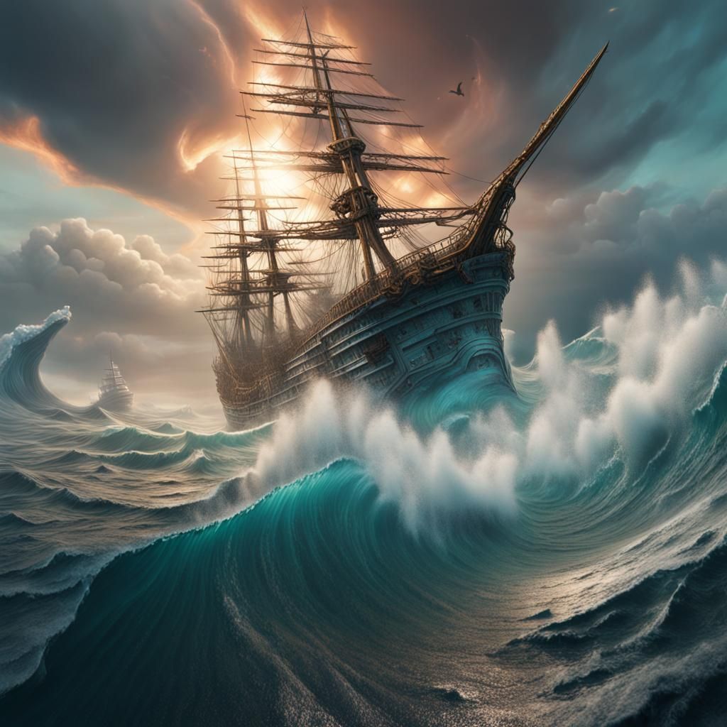 Ship Swallowed by Bermuda Triangle Whirlpool