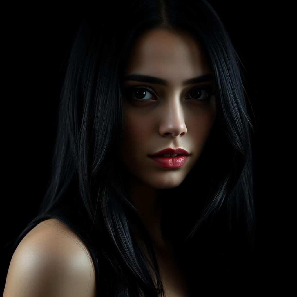Mysterious Woman Portrait in Low-Key Lighting