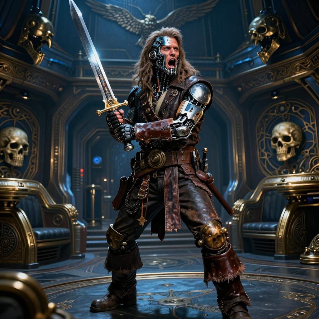Sci-Fi Pirate Commander with Cybernetic Augmentations