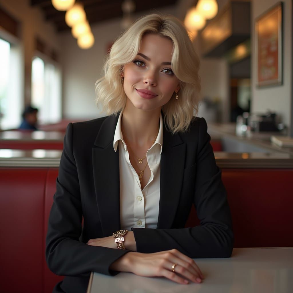 Hyper-Realistic Portrait of Dapper Gentleman in Diner