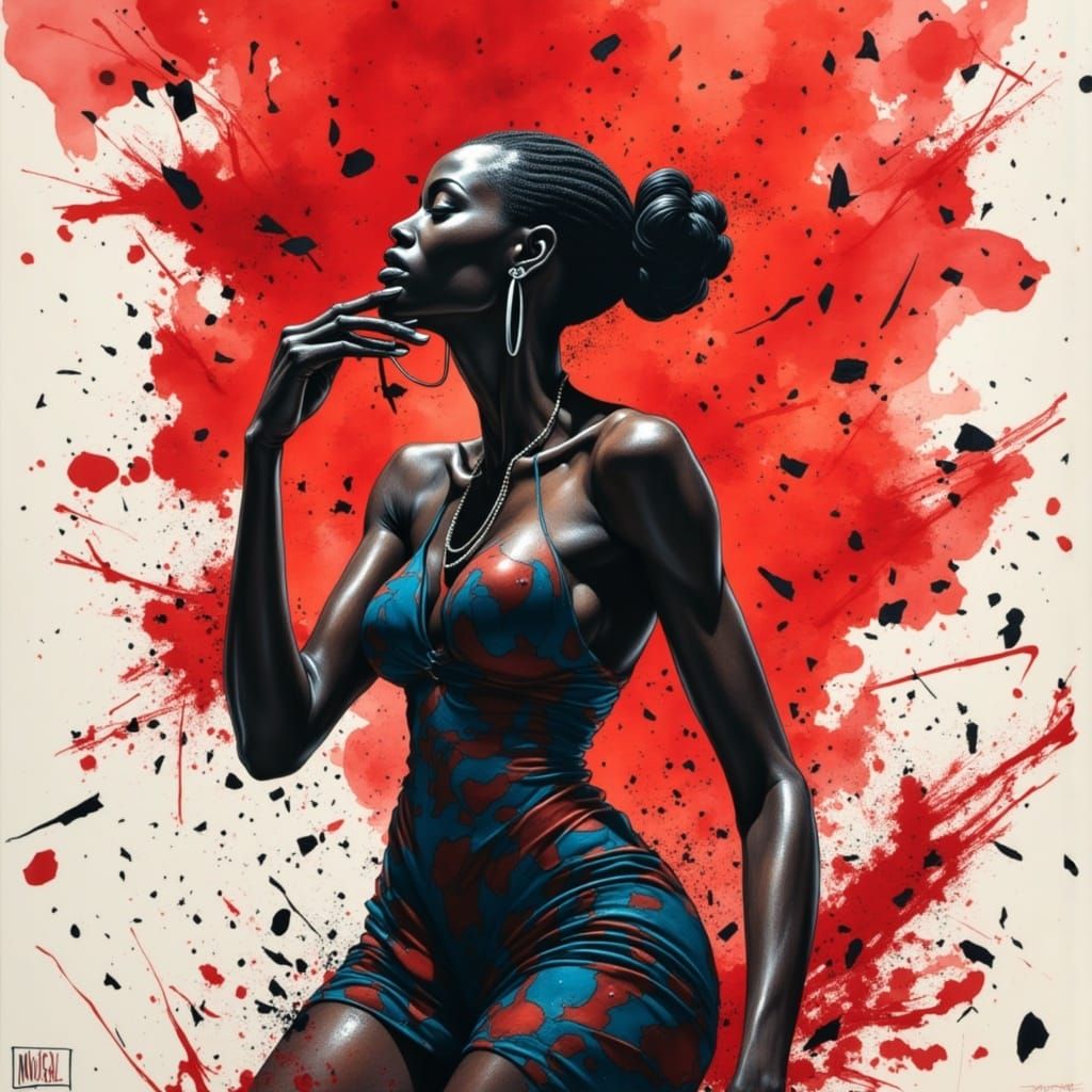 Striking Ink Illustration of a Beautiful Woman