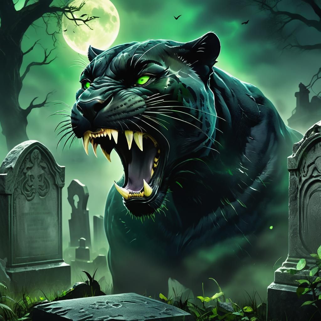 Eerie Black Panther Portrait in Dark Fantasy Art