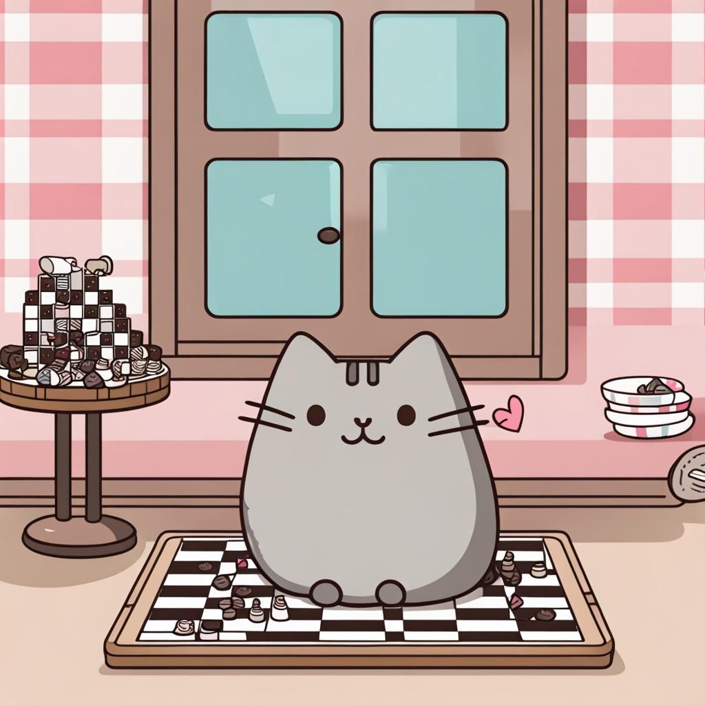 Pusheen the Cat Plays Checkers