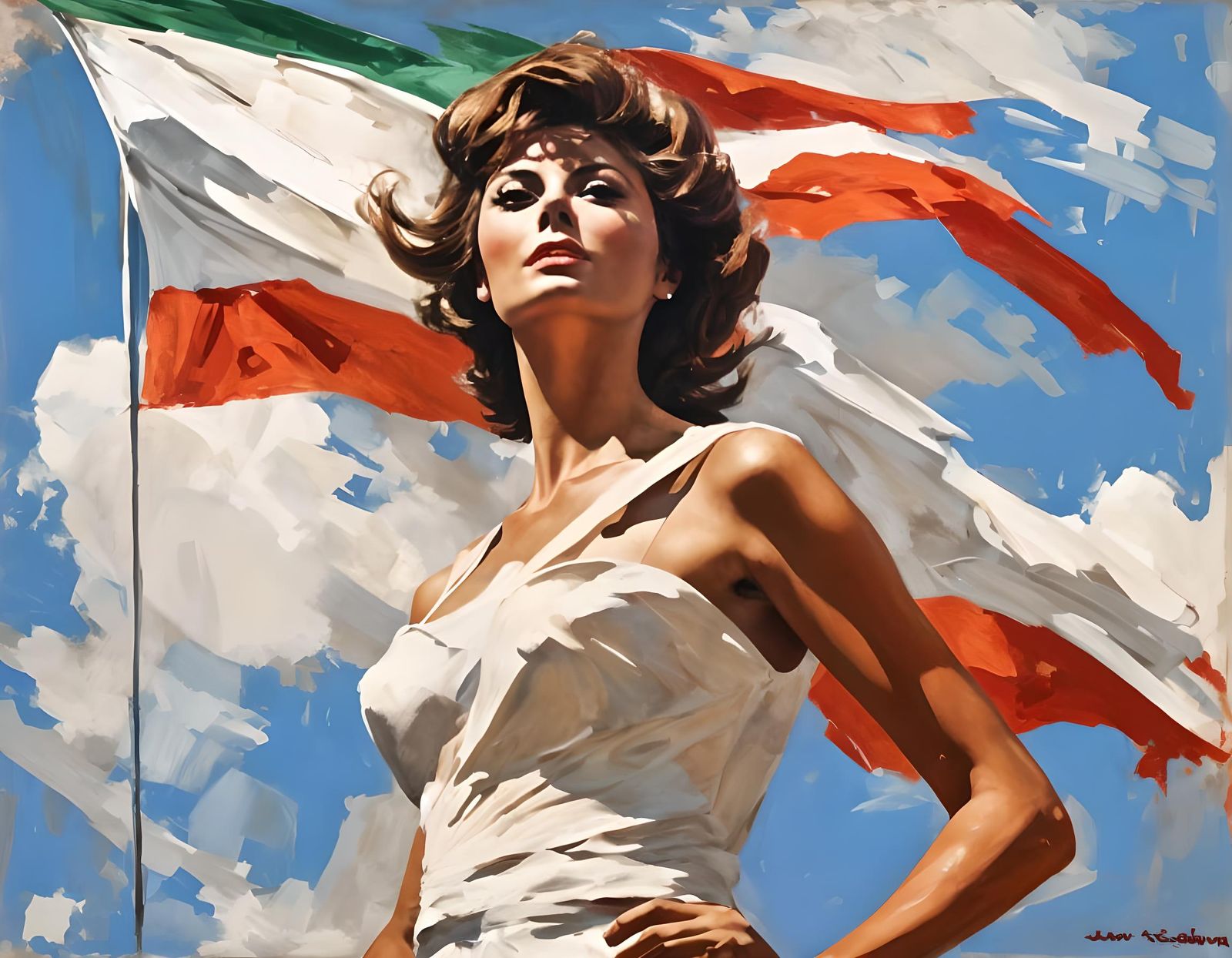 Sophia Loren as Athlete: Impressionist Propaganda Portrait