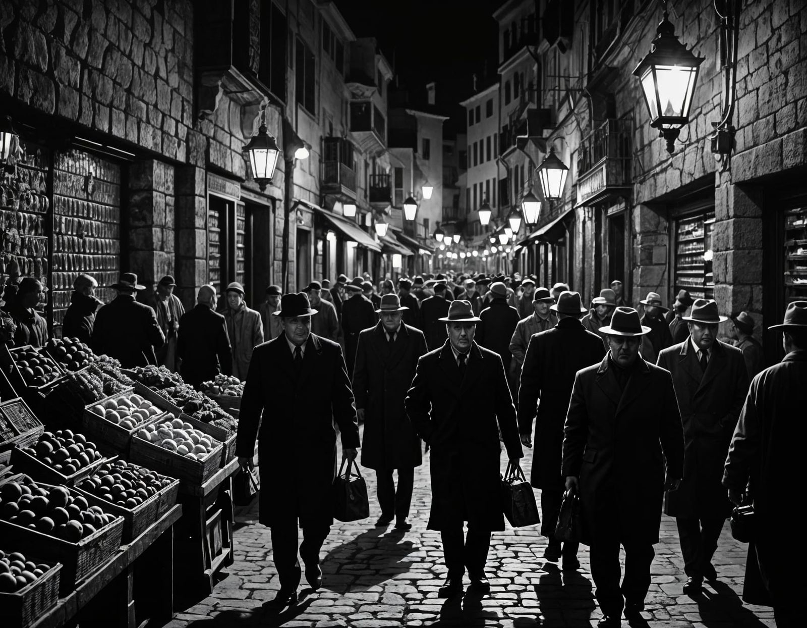 Marrakesh Street Scene in Hitchcock Style