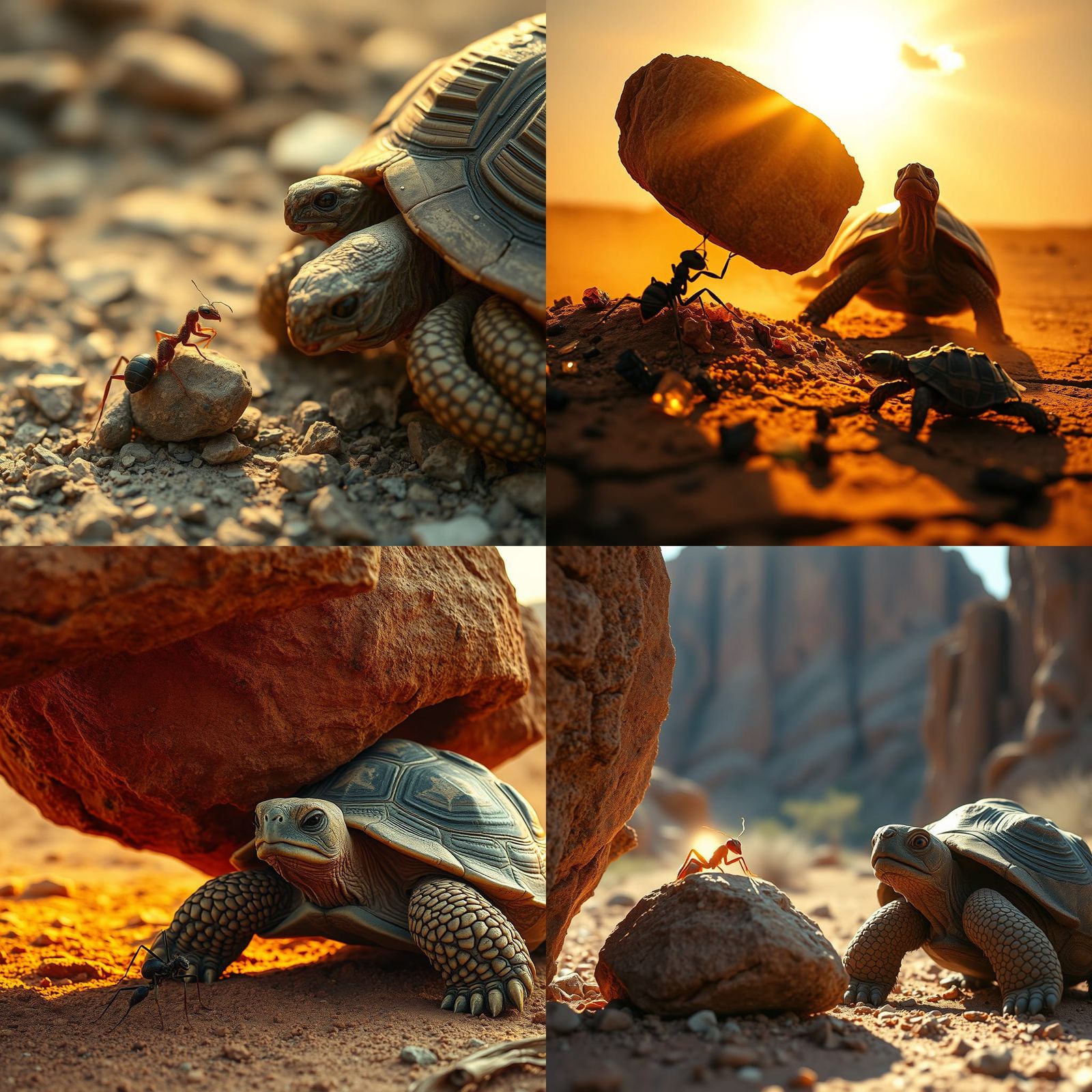 Ant Lifting Stone: A Cinematic Film Still