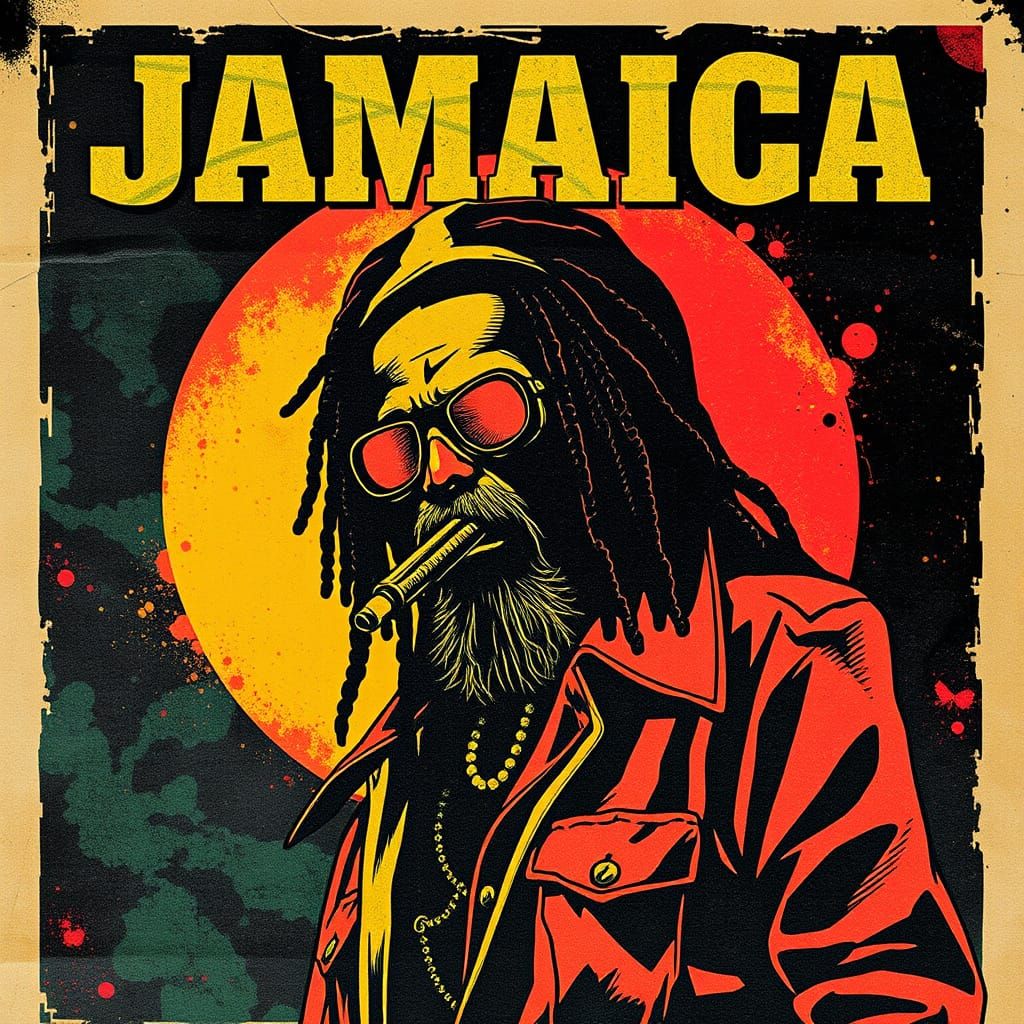 Retro Jamaican Brutalist Propaganda Poster