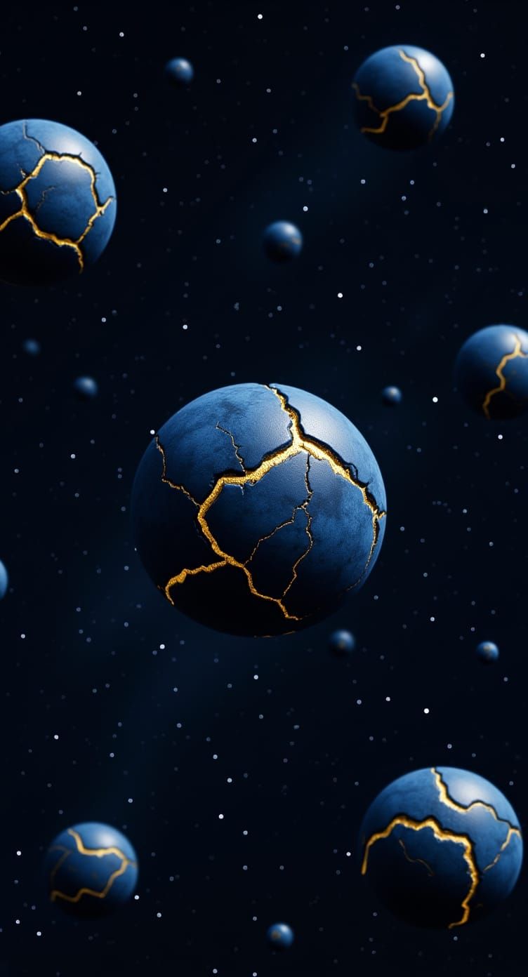 Blueberries as Planets with Golden Kintsugi in Cosmic Void