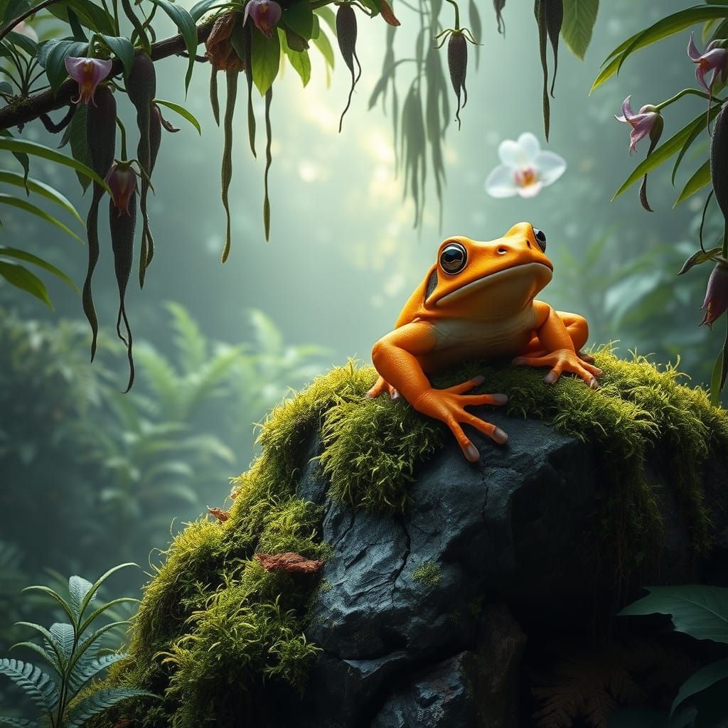 Golden Toad in Elfin Cloud Forest Habitat