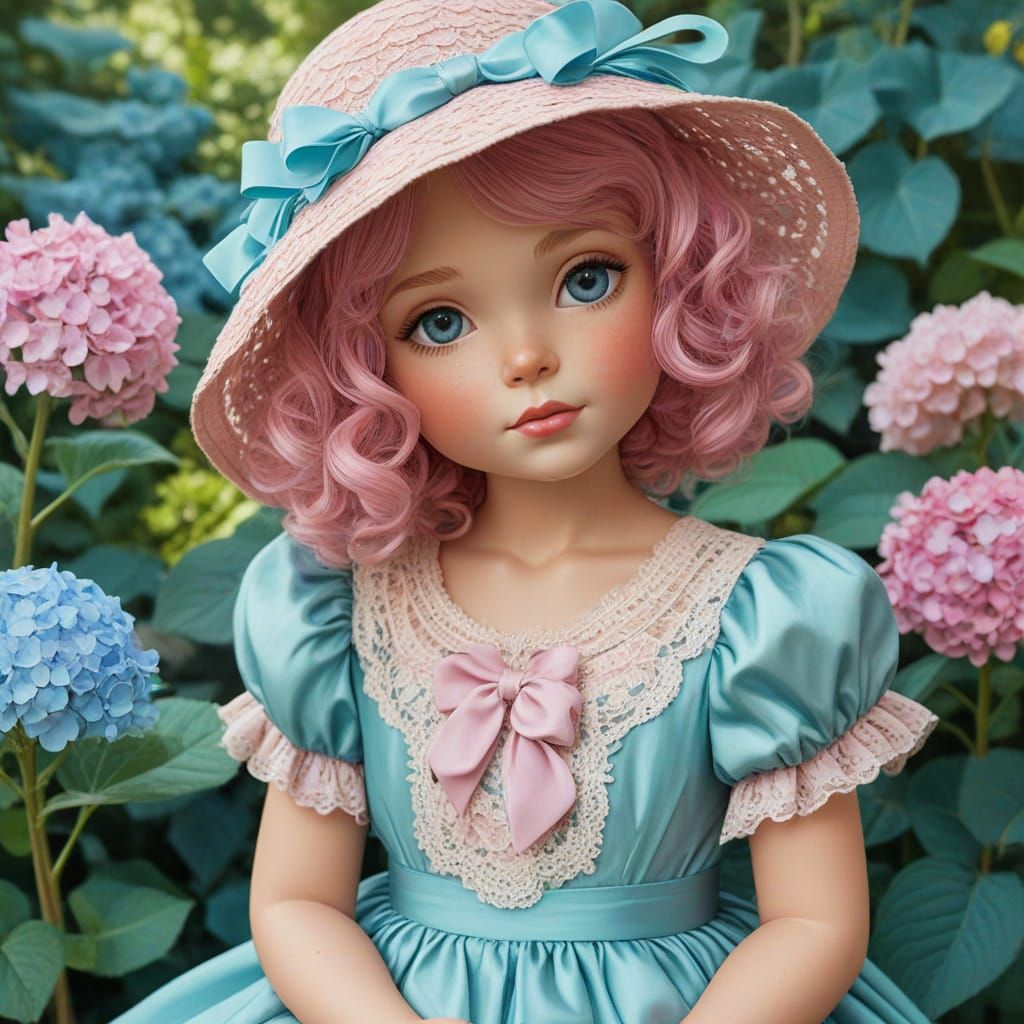 Impressionistic Caricature of Lady with Rose Pink Hair