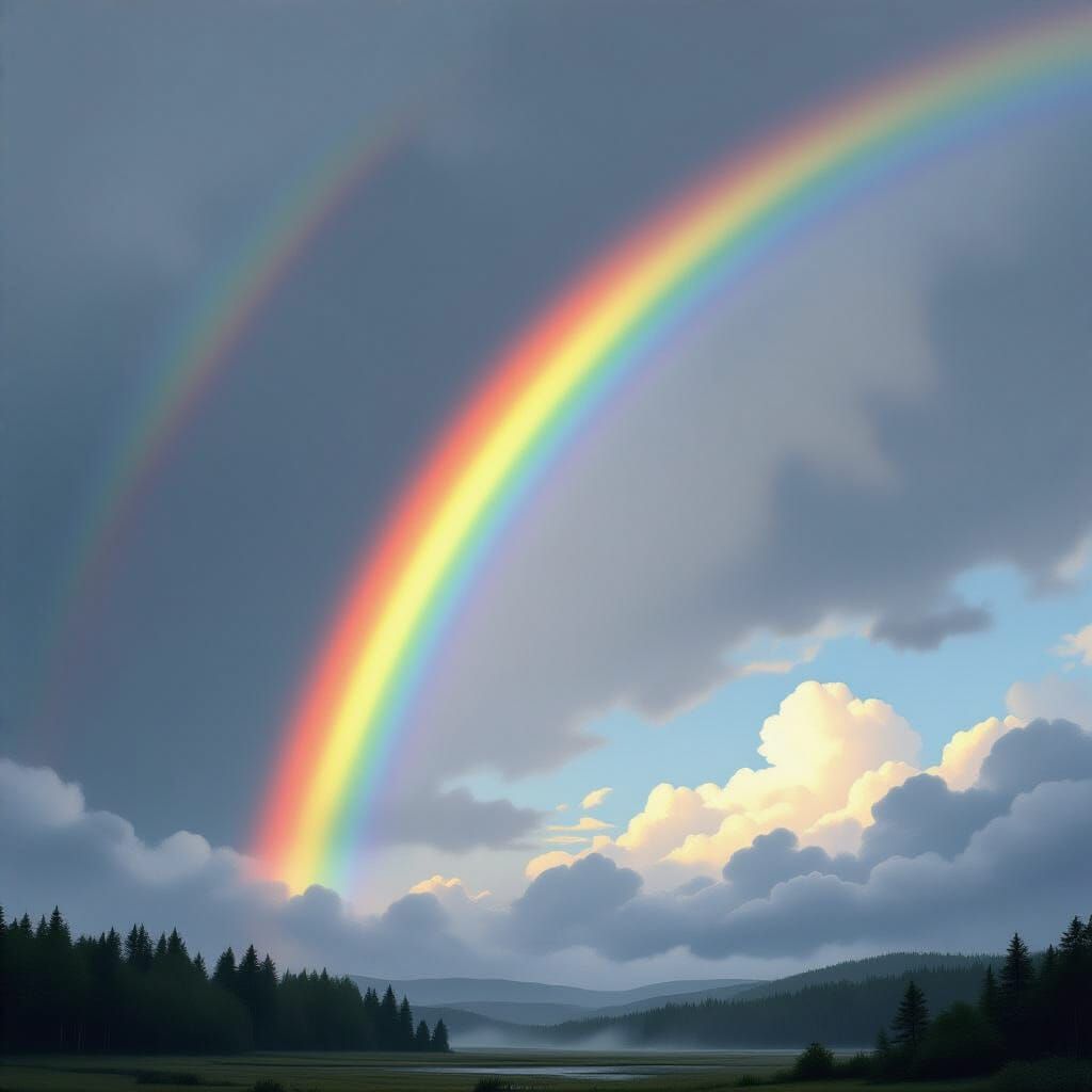 Spectacular Rainbow After Storm in Photorealistic Style