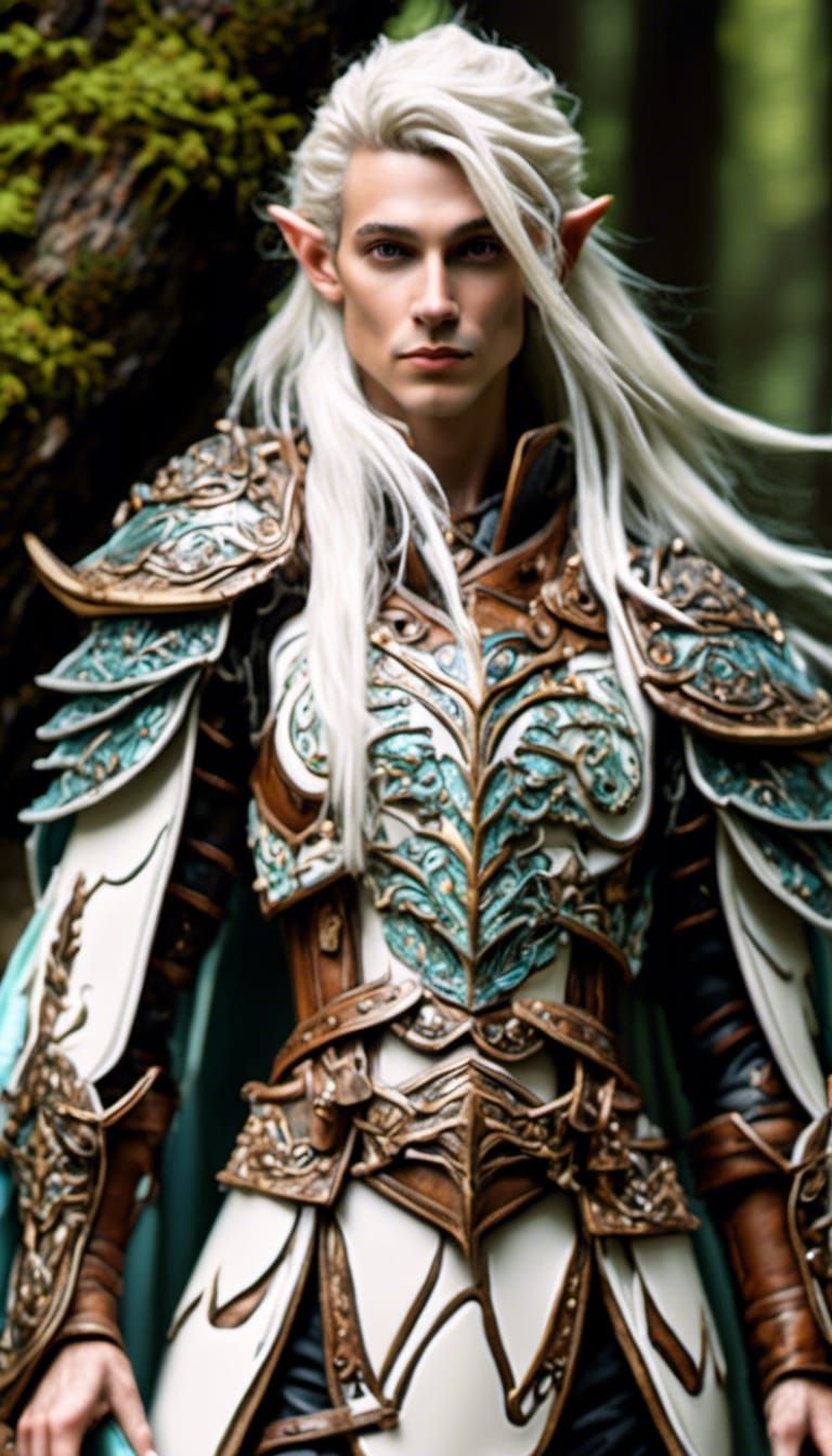Armored Elf Commander in Hyperrealistic Photo