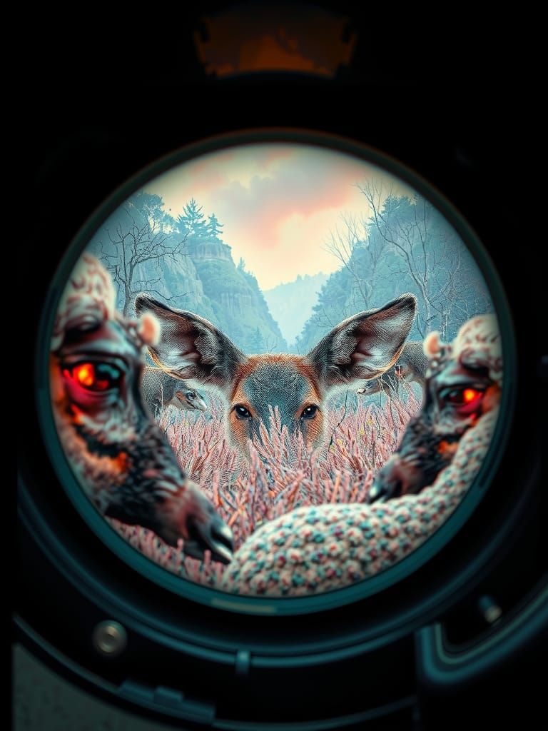 Surreal Animal Eyes in 3D Forest Autostereogram