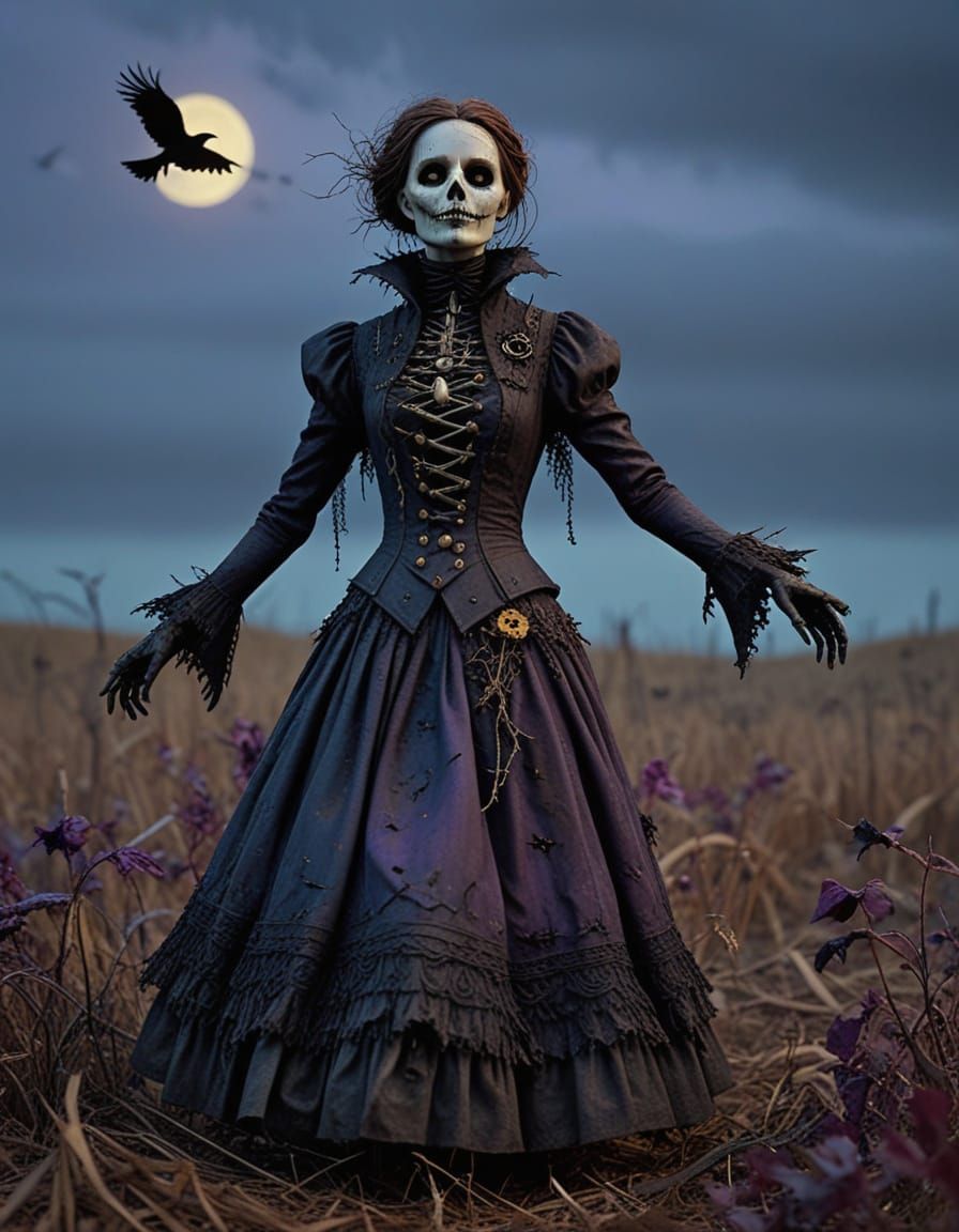 Eerie Scarecrow in Gothic Twilight Field