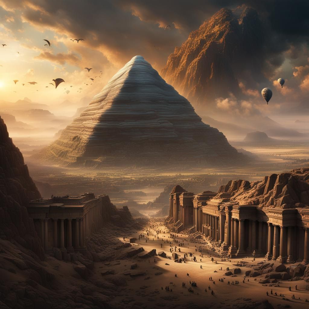 Dramatic Digital Painting of Sphinx Nose Falling