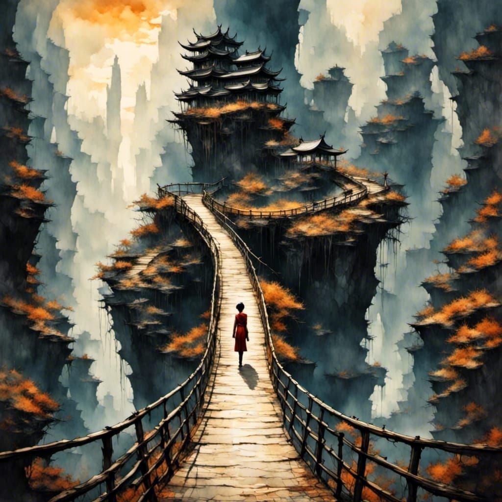 Wooden Footbridge with Asian Android Theme