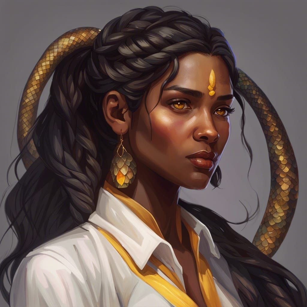 Desi Girl Portrait with Snake Scale Details