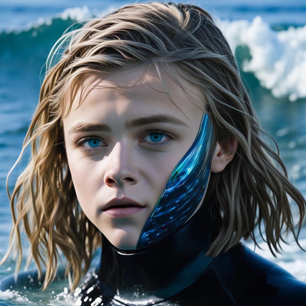 Chloe Grace Moretz Surfing With Hypnotic Eyes