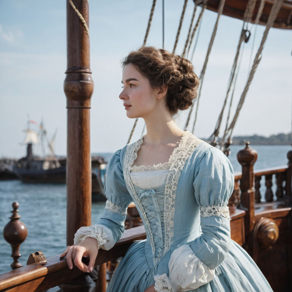 Regency Woman on 18th Century Ship Deck